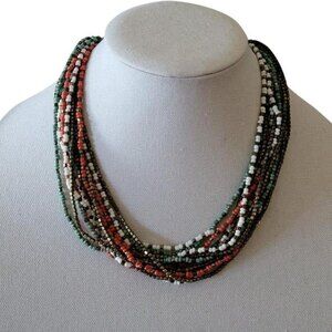 ZAD Multi-Strand Beaded Necklace – Boho Layered Colorful Statement Jewelry